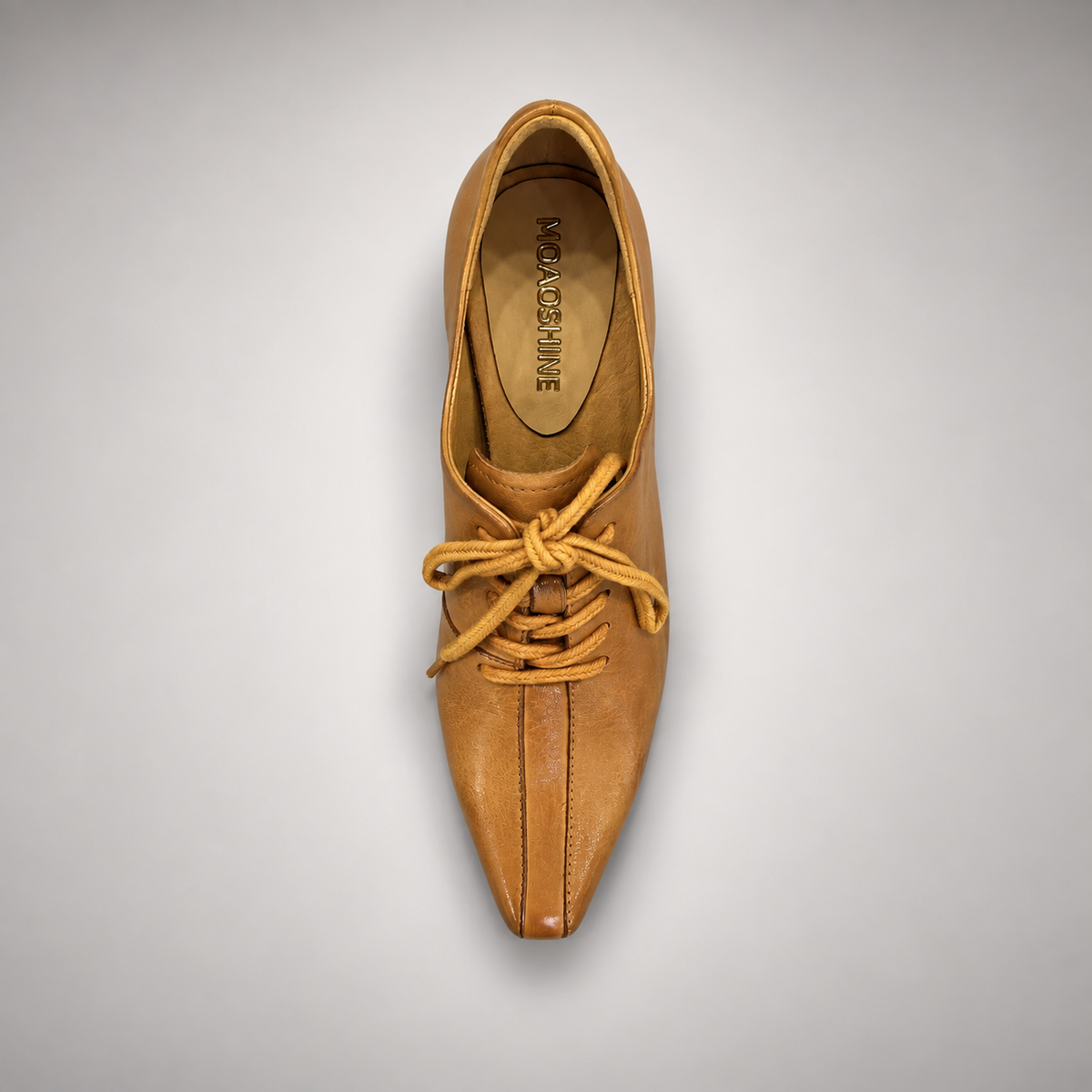 Tan Horse Leather Pointed-Toe Lace-Up Oxfords product view 7