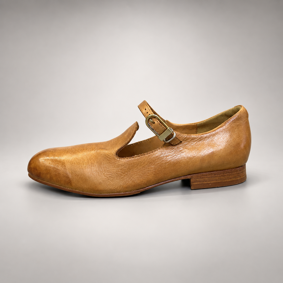 Tan Horse Leather Strap Mary Jane Flats product view 3
