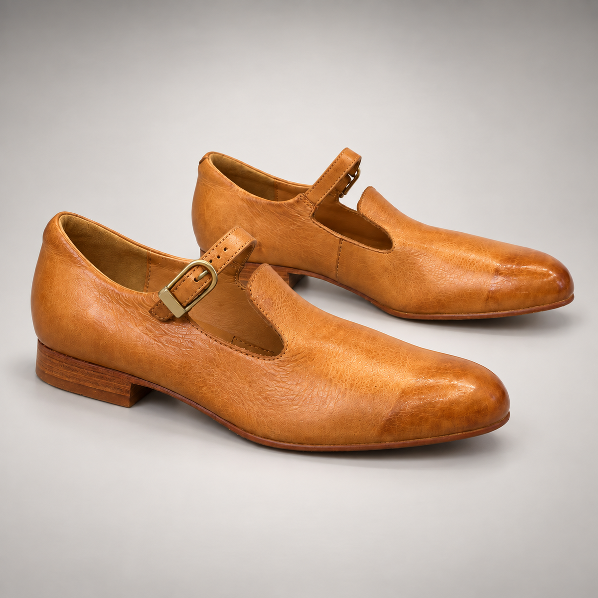 Tan Horse Leather Strap Mary Jane Flats product view 7