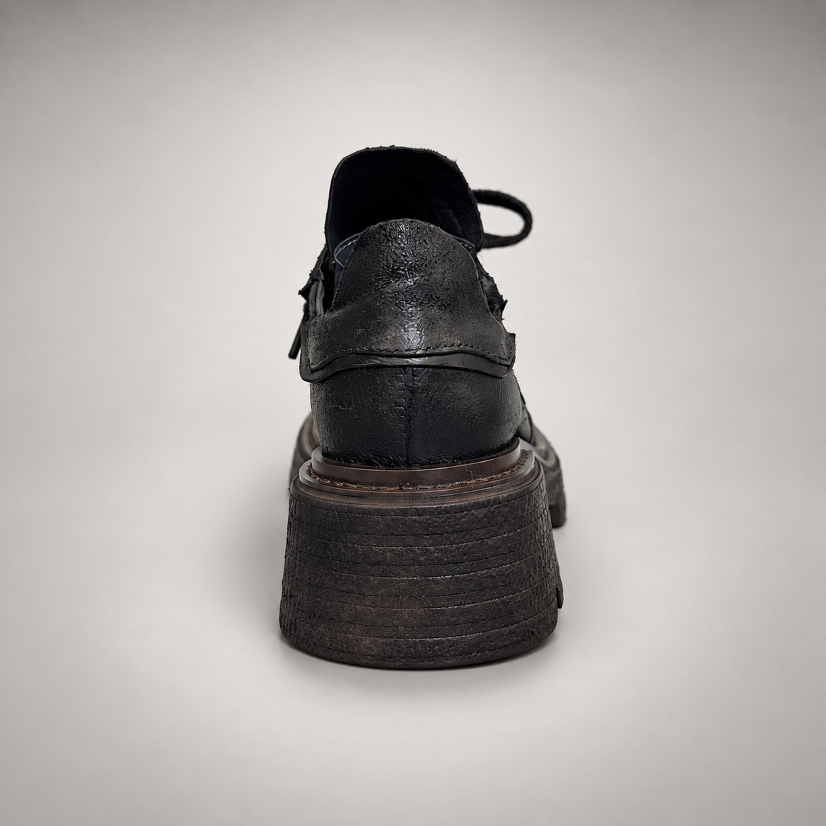 Black Leather Chunky Platform Lace-Up Shoes product view 6