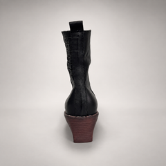 Black Horse Leather Block-Heel Ankle Boots product view 5