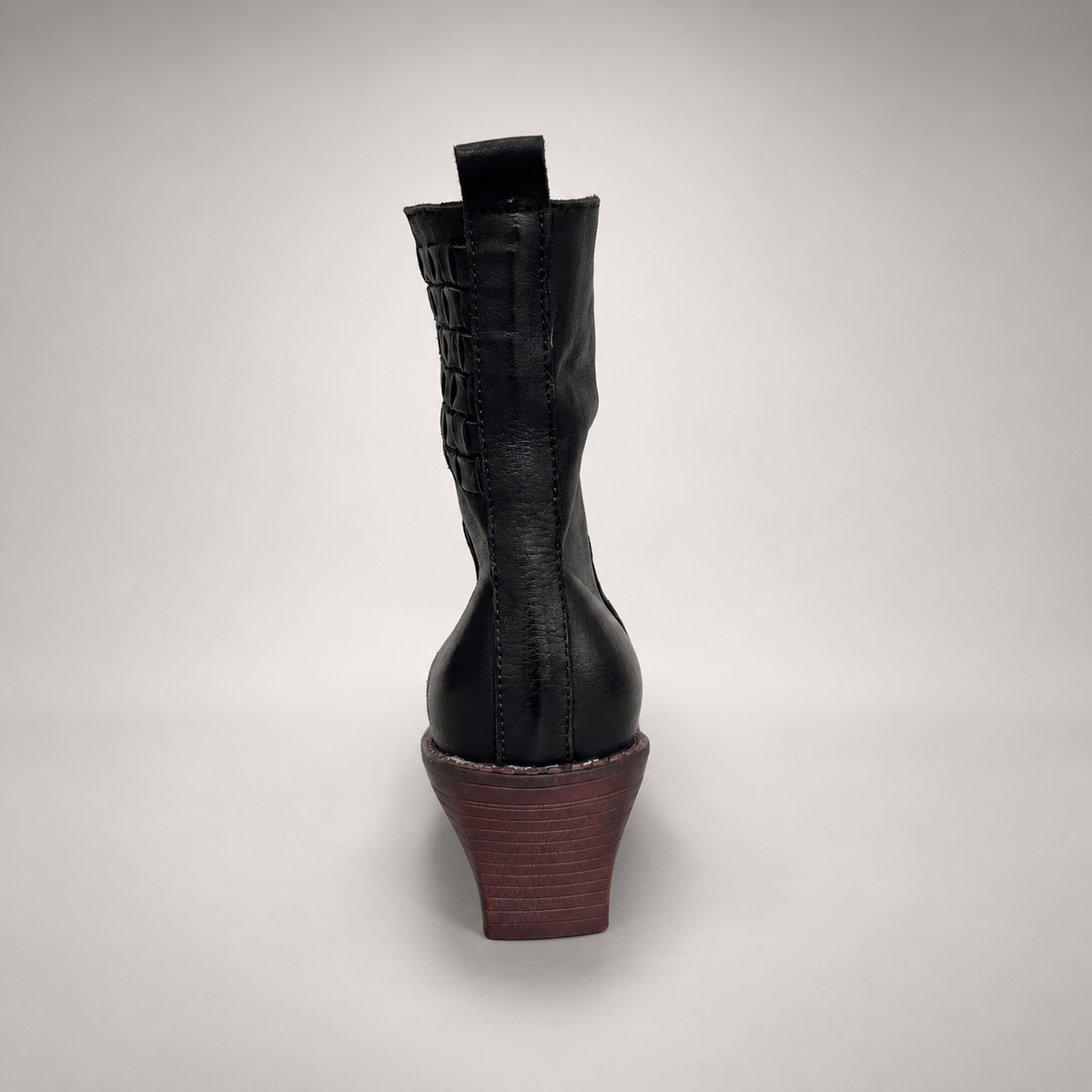 Black Horse Leather Block-Heel Ankle Boots product view 5