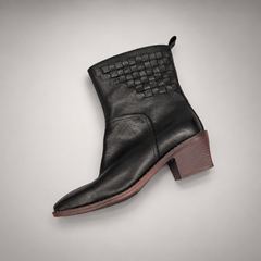 Black Horse Leather Block-Heel Ankle Boots product view 7