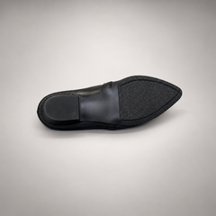 Black Horse Leather Metal-Accent Pointed-Toe Mules product view 6