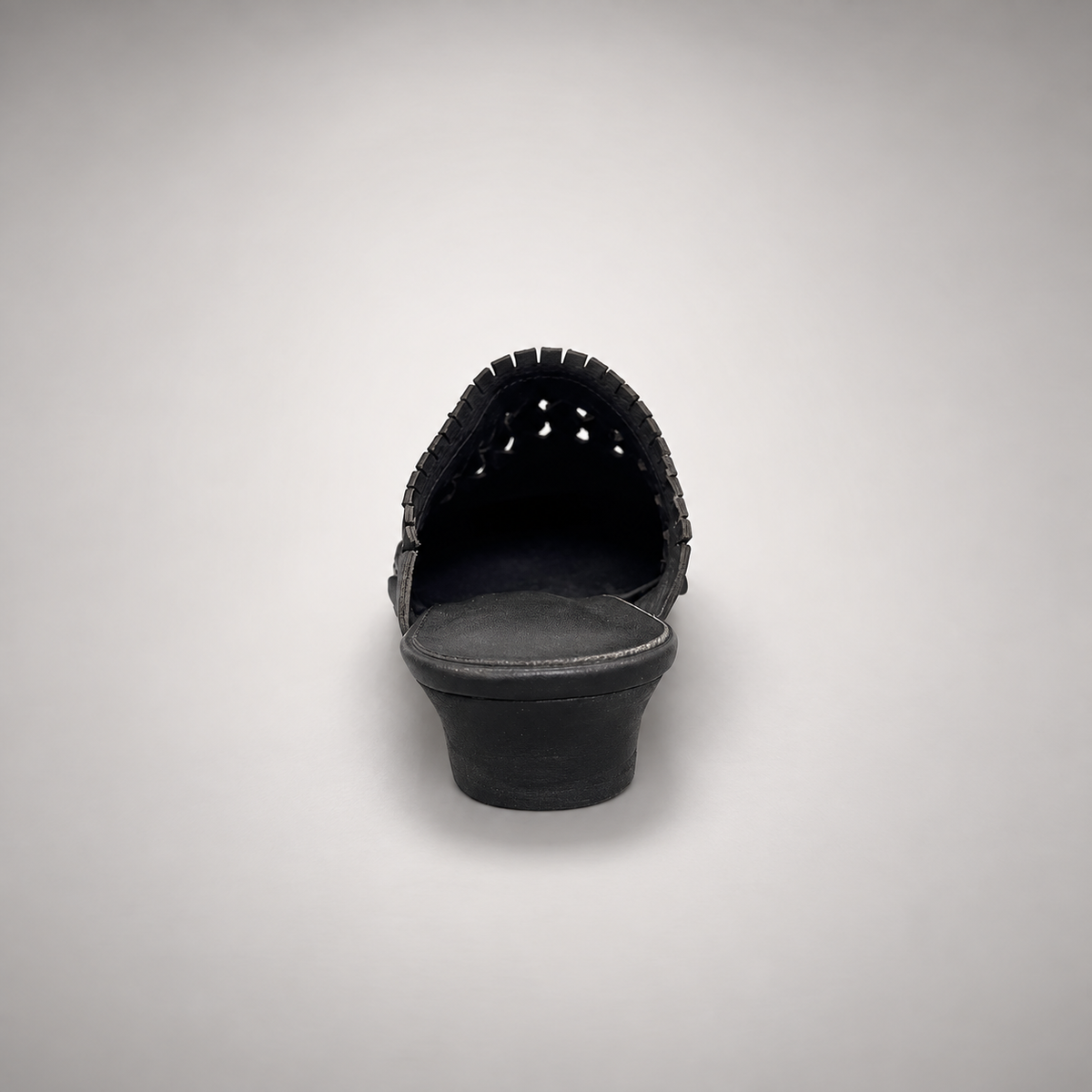 Black Horse Leather Woven-Trim Pointed-Toe Mules product view 6