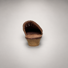 Brown Horse Leather Woven-Trim Pointed-Toe Mules product view 7