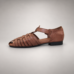 Brown Horse Leather Woven Fisherman Sandals product view 4
