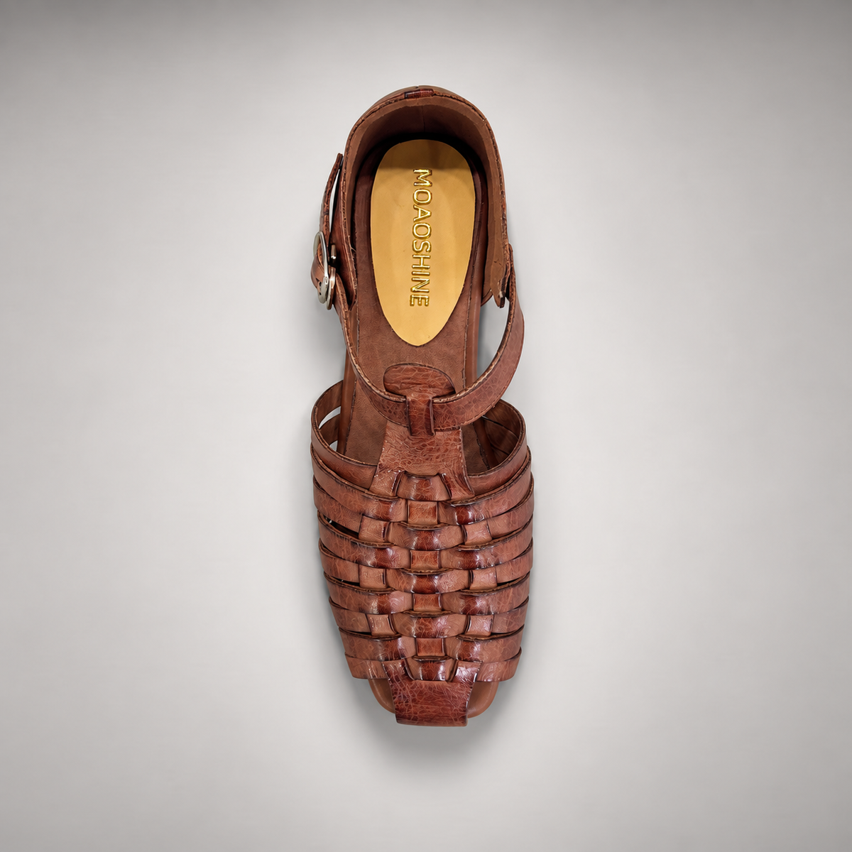Brown Horse Leather Woven Fisherman Sandals product view 7