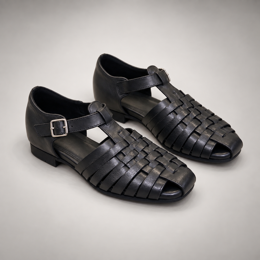 Black Horse Leather Woven Fisherman Sandals product view 8