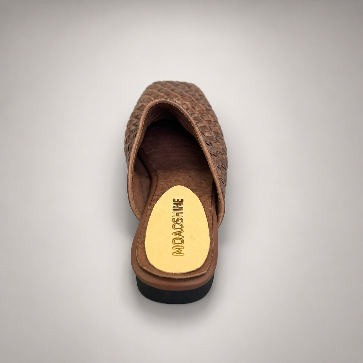 Brown Horse Leather Woven Pointed-Toe Mules product view 6