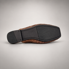 Brown Horse Leather Woven Pointed-Toe Mules product view 7
