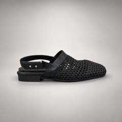 Black Horse Leather Woven Mesh Slingback Flats product view 3