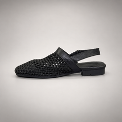 Black Horse Leather Woven Mesh Slingback Flats product view 4