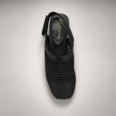 Black Horse Leather Woven Mesh Slingback Flats product view 7
