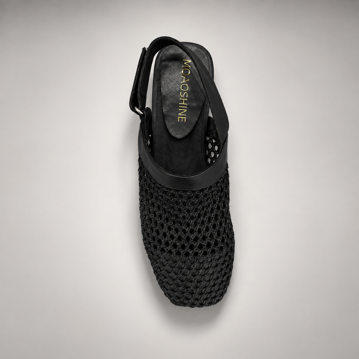 Black Horse Leather Woven Mesh Slingback Flats product view 7