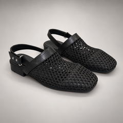 Black Horse Leather Woven Mesh Slingback Flats product view 8