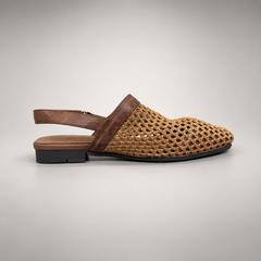 Brown Horse Leather Woven Mesh Slingback Flats product view 1
