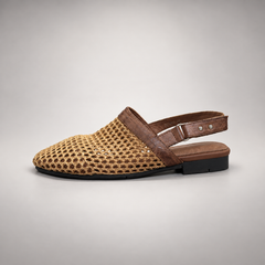 Brown Horse Leather Woven Mesh Slingback Flats product view 3