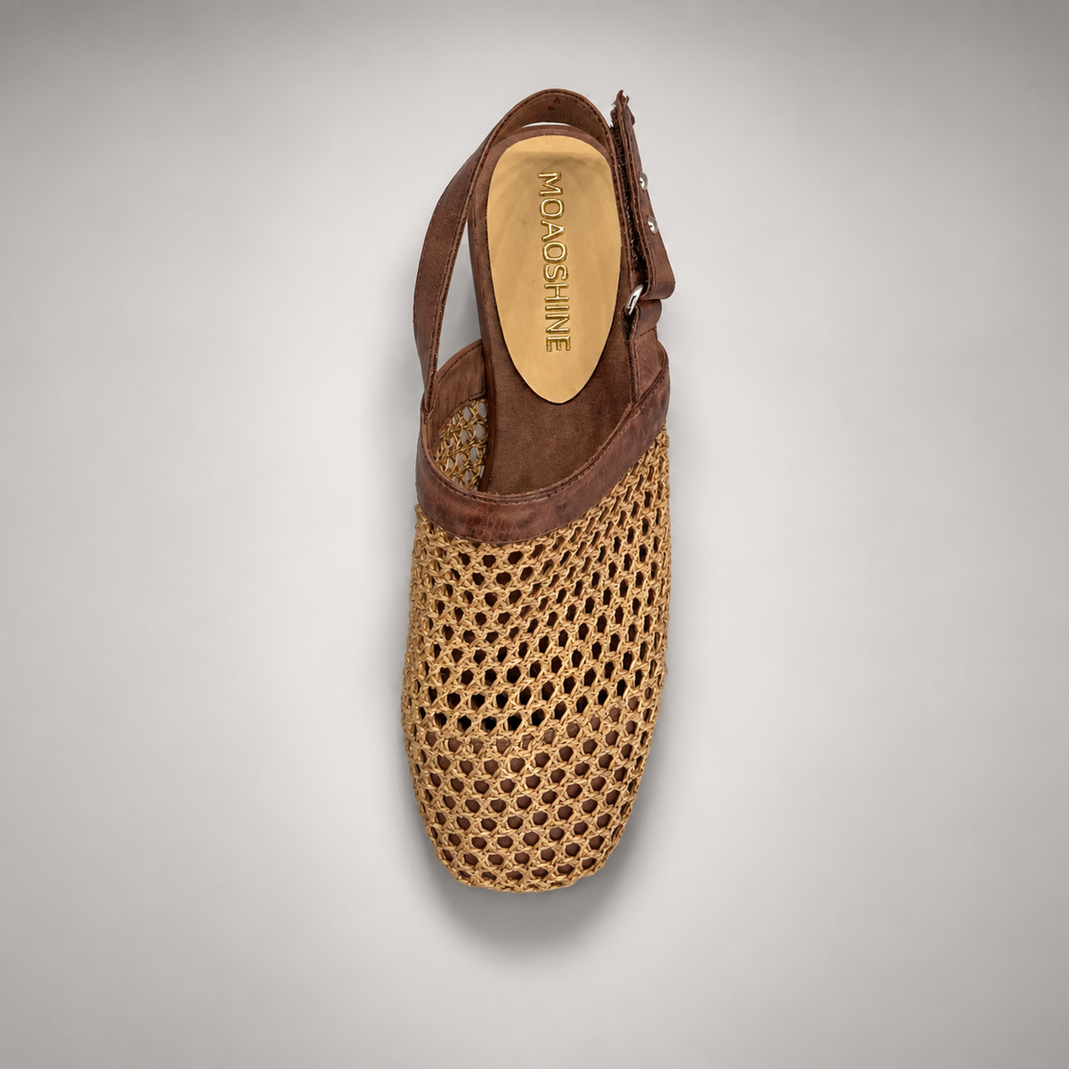 Brown Horse Leather Woven Mesh Slingback Flats product view 4