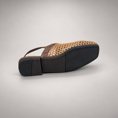 Brown Horse Leather Woven Mesh Slingback Flats product view 5