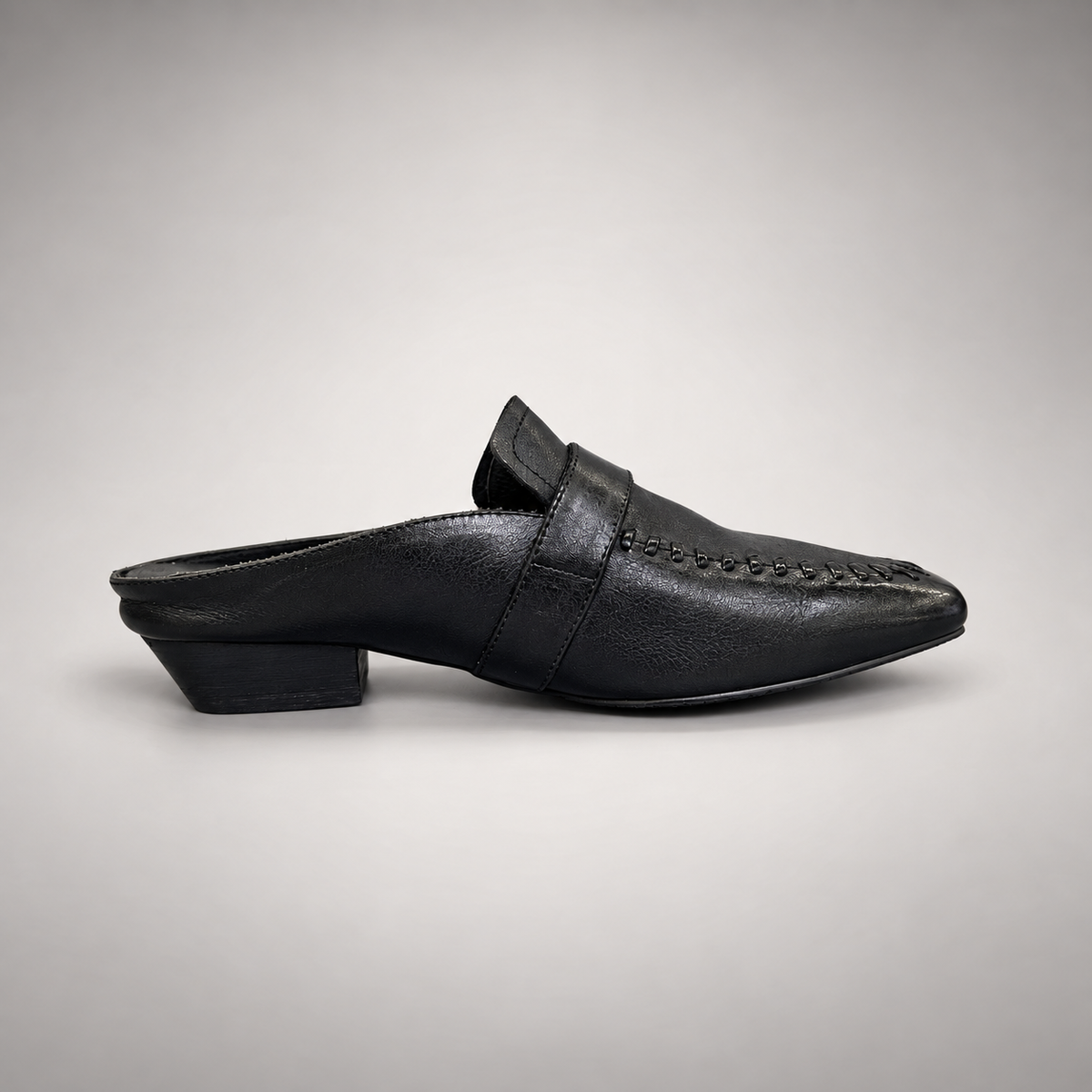 Black Horse Leather Whipstitch Mules product view 3