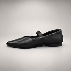 Black Horse Leather Buckle Mary Jane Flats product view 4