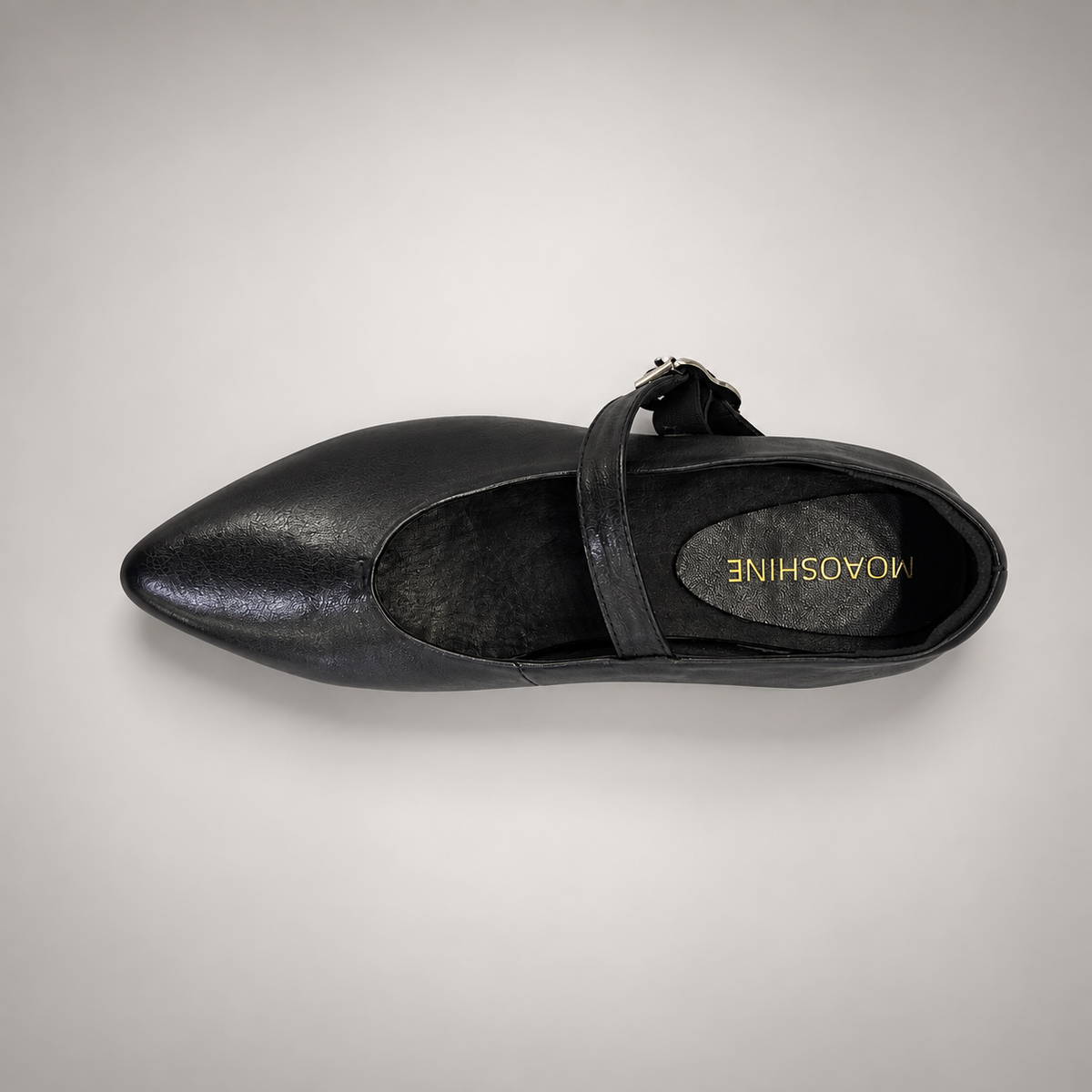 Black Horse Leather Buckle Mary Jane Flats product view 6