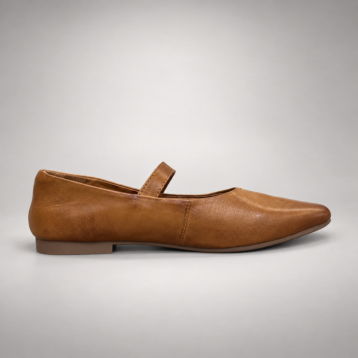 Brown Horse Leather Buckle Mary Jane Flats product view 1
