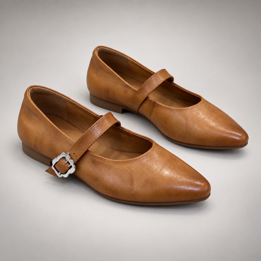 Brown Horse Leather Buckle Mary Jane Flats product view 7
