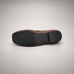Brown Horse Leather Woven Square-Toe Loafers product view 6