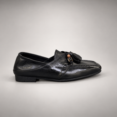 Black Horse Leather Tassel Loafers product view 3