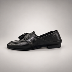 Black Horse Leather Tassel Loafers product view 4