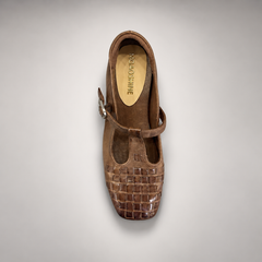 Brown Horse Leather Woven Mary Jane Flats product view 7