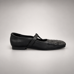 Black Horse Leather Woven Mary Jane Flats product view 3