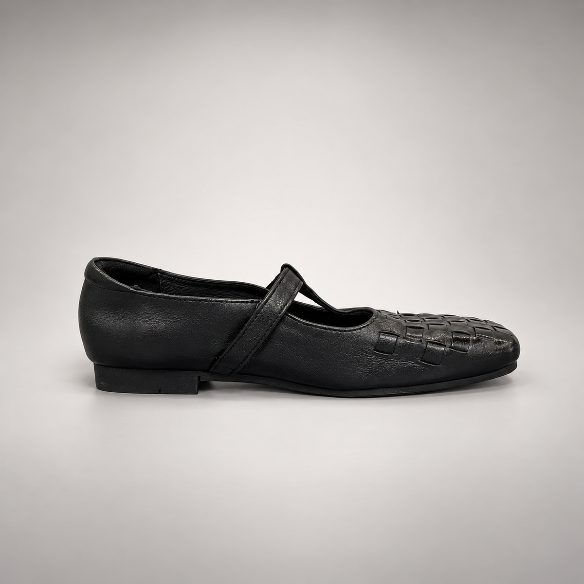 Black Horse Leather Woven Mary Jane Flats product view 3