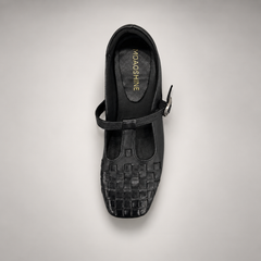 Black Horse Leather Woven Mary Jane Flats product view 7