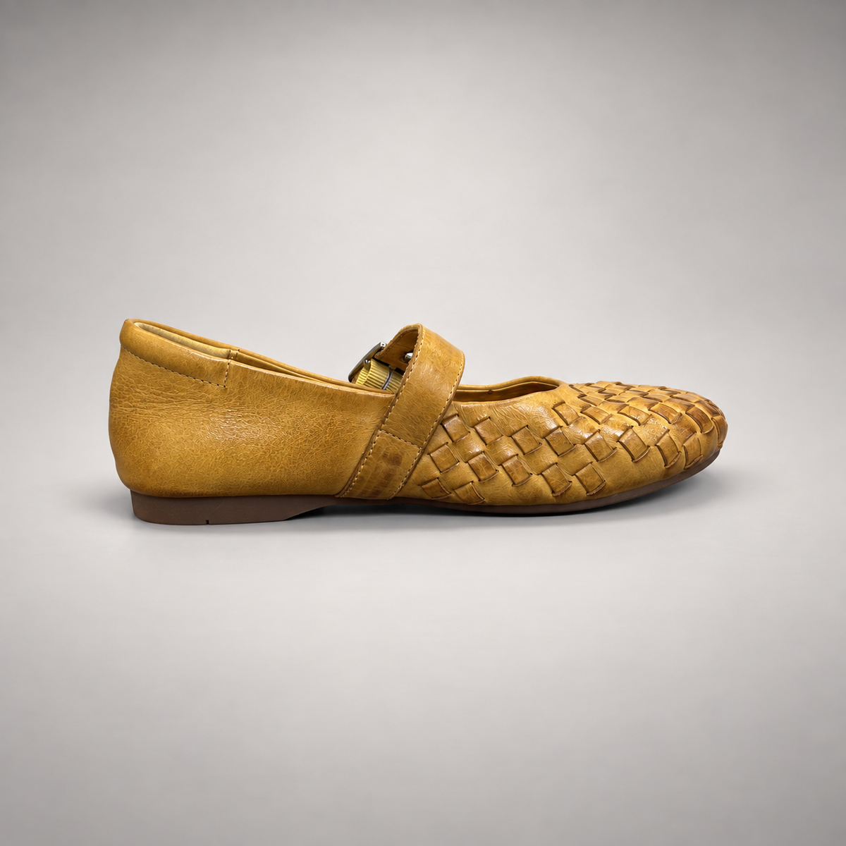 Tan Horse Leather Woven Mary Jane Flats product view 3