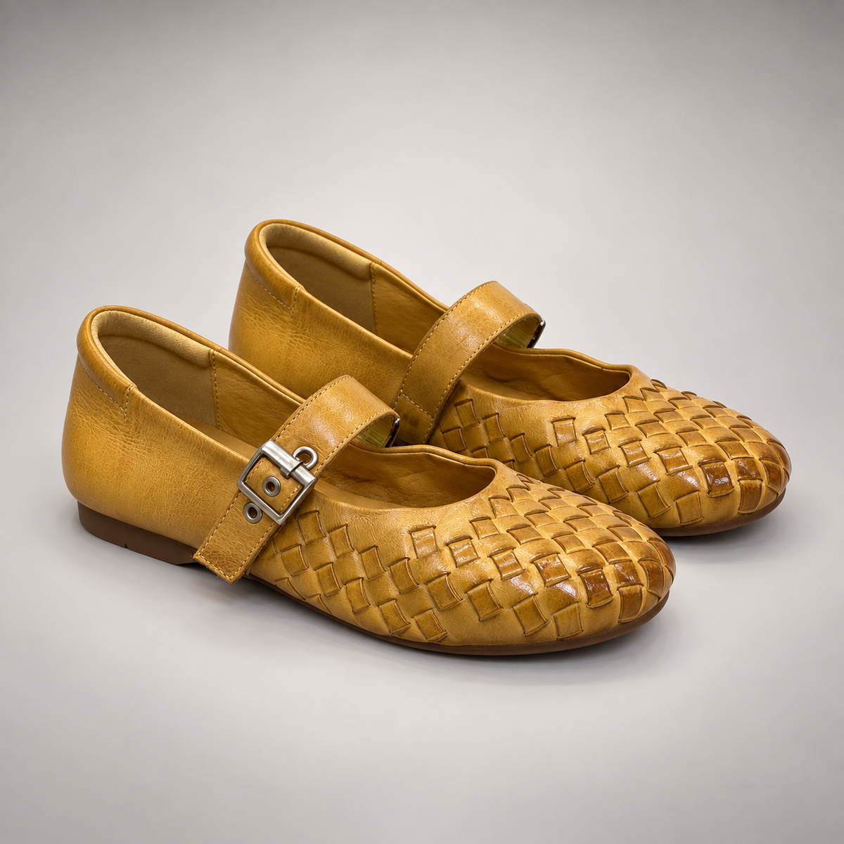 Tan Horse Leather Woven Mary Jane Flats product view 8