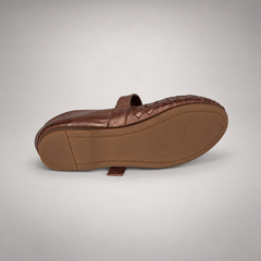 Brown Horse Leather Woven Mary Jane Flats product view 7