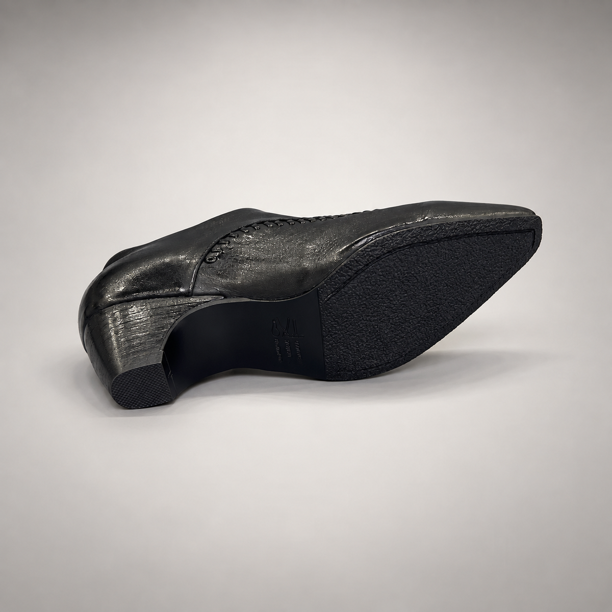 Black Horse Leather Zip-Front Whipstitch Shoes product view 6