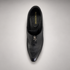 Black Horse Leather Zip-Front Whipstitch Shoes product view 7