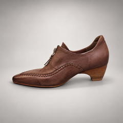Brown Horse Leather Zip-Front Whipstitch Shoes product view 4