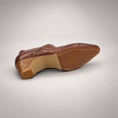 Brown Horse Leather Zip-Front Whipstitch Shoes product view 6