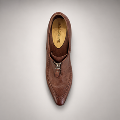 Brown Horse Leather Zip-Front Whipstitch Shoes product view 7