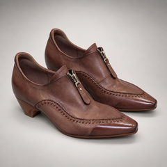 Brown Horse Leather Zip-Front Whipstitch Shoes product view 8