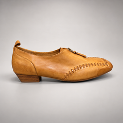 Tan Horse Leather Zip-Front Whipstitch Shoes product view 3