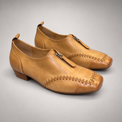 Tan Horse Leather Zip-Front Whipstitch Shoes product view 8