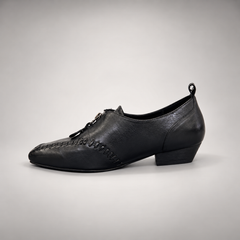Black Horse Leather Zip-Front Whipstitch Shoes product view 4