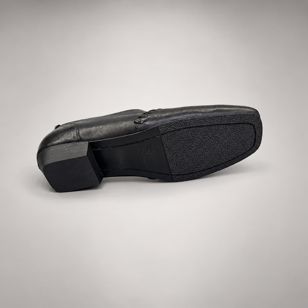 Black Horse Leather Zip-Front Whipstitch Shoes product view 6