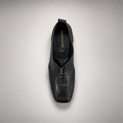 Black Horse Leather Zip-Front Whipstitch Shoes product view 7